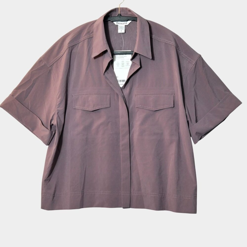 Athleta Hike Packable Top Purple S UPF Gorpcore Athleisure Outdoor Travel NWT